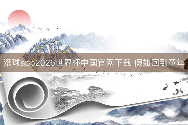 滚球app2026世界杯中国官网下载 假如回到童年