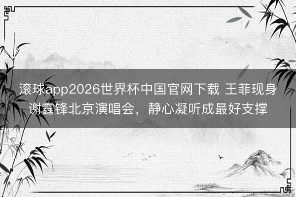 滚球app2026世界杯中国官网下载 王菲现身谢霆锋北京演唱会,静心凝听成最好支撑