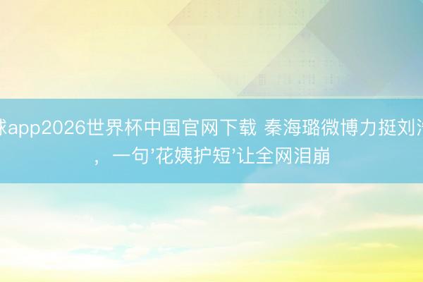 滚球app2026世界杯中国官网下载 秦海璐微博力挺刘浩存,一句'花姨护短'让全网泪崩