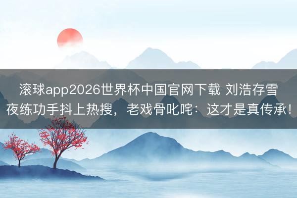 滚球app2026世界杯中国官网下载 刘浩存雪夜练功手抖上热搜,老戏骨叱咤:这才是真传承!