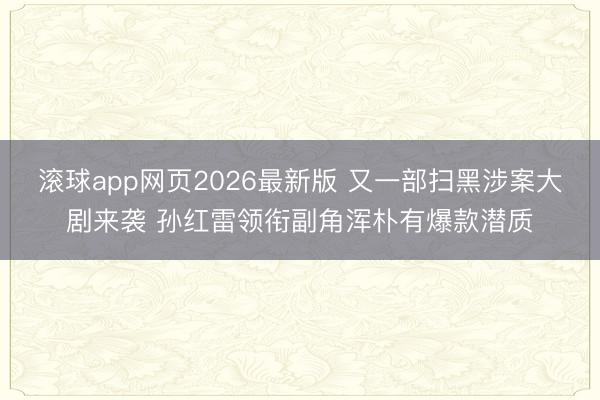 滚球app网页2026最新版 又一部扫黑涉案大剧来袭 孙红雷领衔副角浑朴有爆款潜质