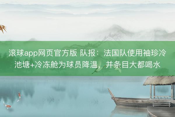 滚球app网页官方版 队报:法国队使用袖珍冷池塘+冷冻舱为球员降温,并条目大都喝水